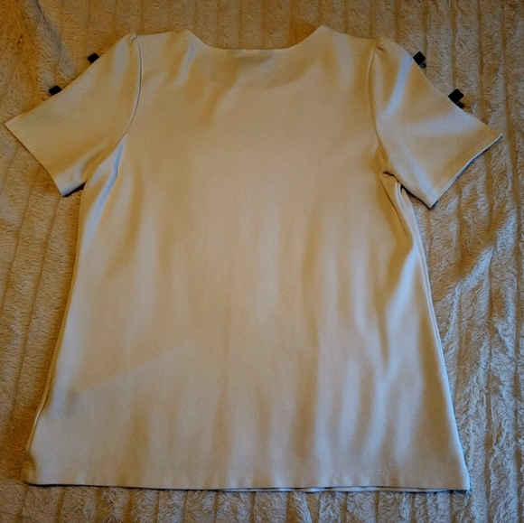 Liz Claiborne Career Women's Off-White Blouse with Black Bows & Slits - Size S - Picture 3 of 7